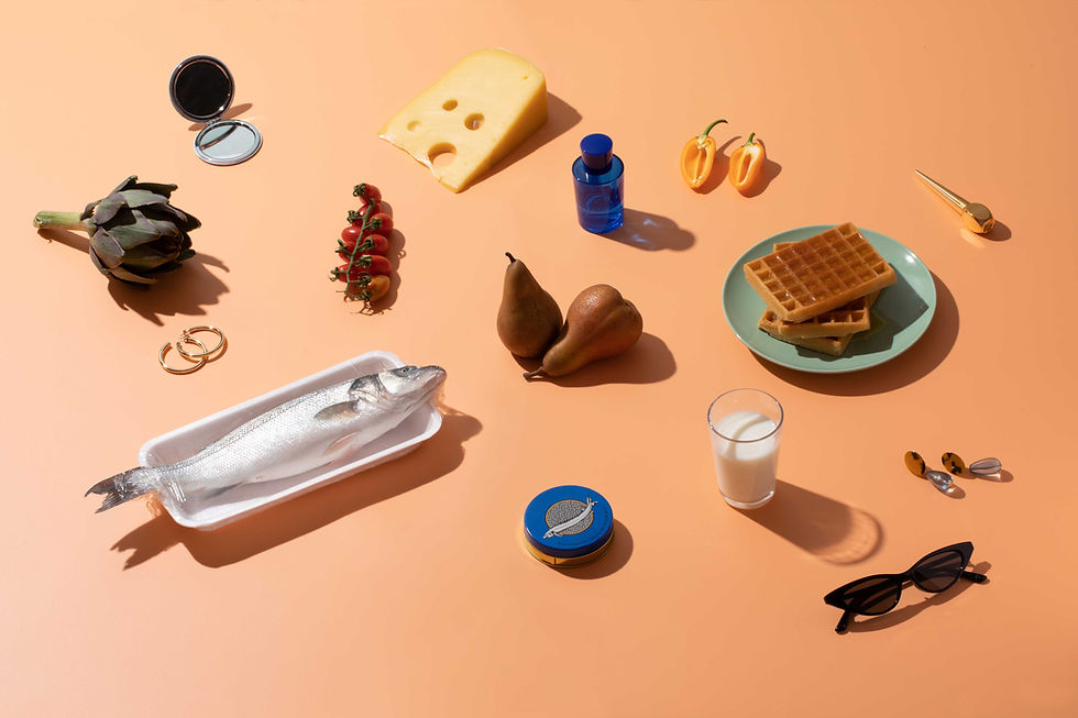 Arranged Food and Objects